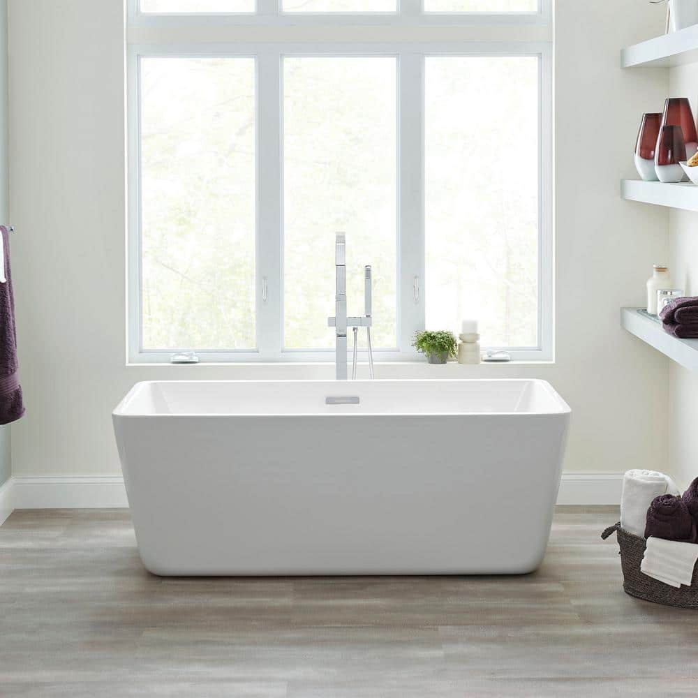 Sedona Loft 63" White Acrylic Freestanding Bathtub