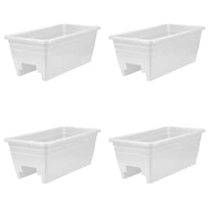 Heavy-Duty 24 in. W White Plastic Akro Deck Rail Box Planter with Plugs (4-Pack)