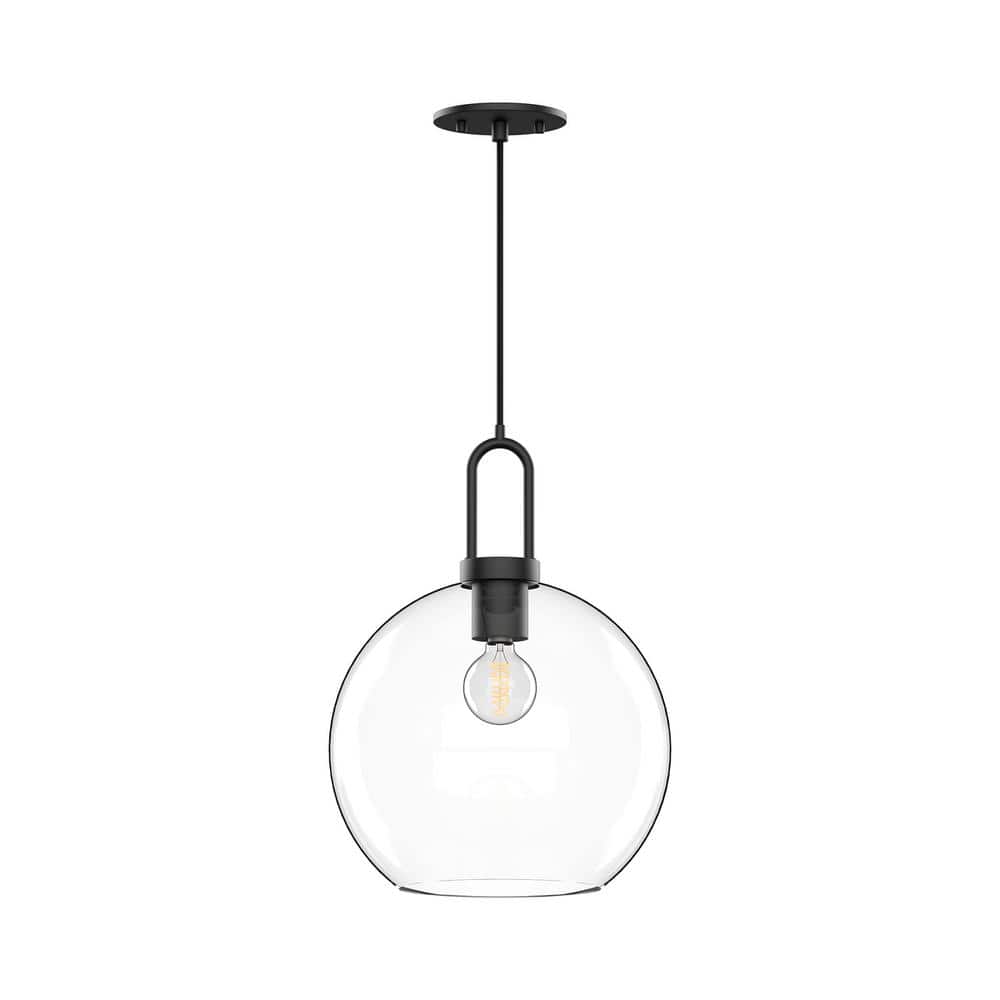 Soji 10 in. 1 Light 60-Watt Clear Glass/Matte Black Pendant Light price history on PriceWatchPro