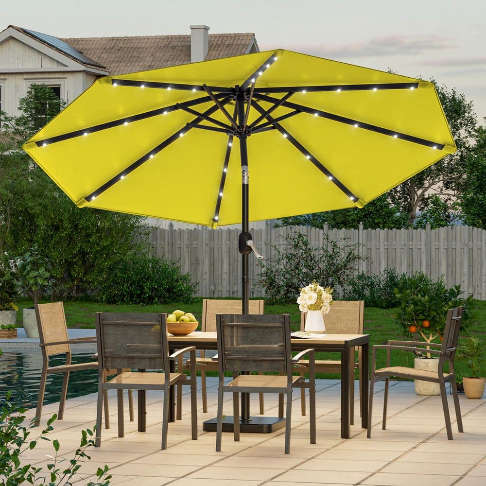 bright yellow patio umbrella DEER LAND 6FT Beach Umbrella, UPF 50+ Sun Shade, Adjustable Tilt Enhance your outdoor experience with the 120 in UV Resistant 9 ft. Aluminum