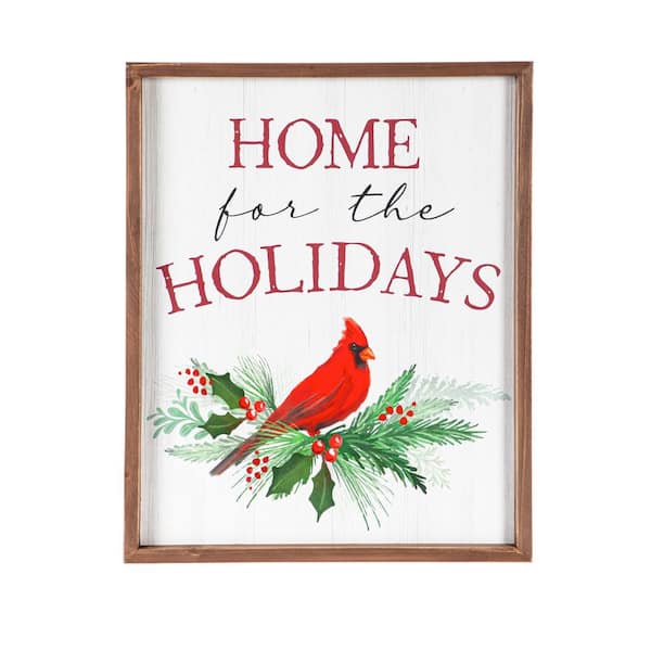Evergreen Enterprises Home For the Holidays in. 20 in. x 16 in. Indoor Framed Wood Wall Art