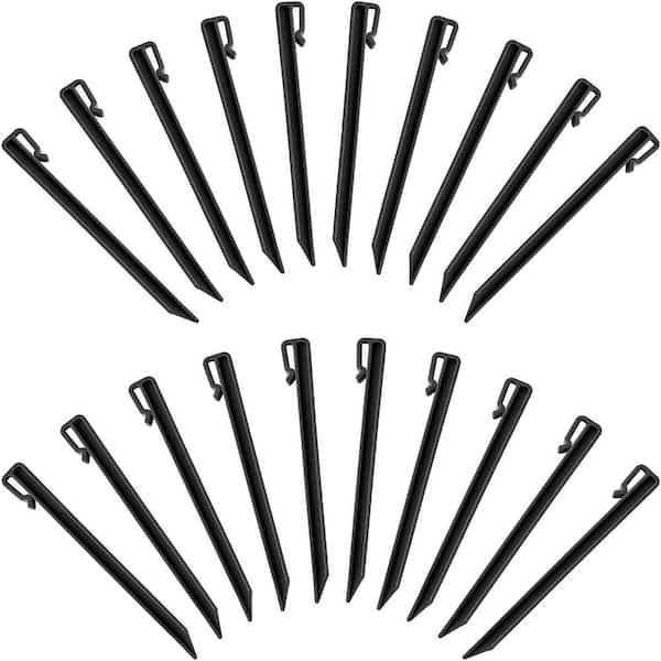 Agfabric 12-Pack Plastic Edging Nails, 9.84-in. Paver Edging Spikes, Landscape Anchoring Spikes Weed Barrier Black