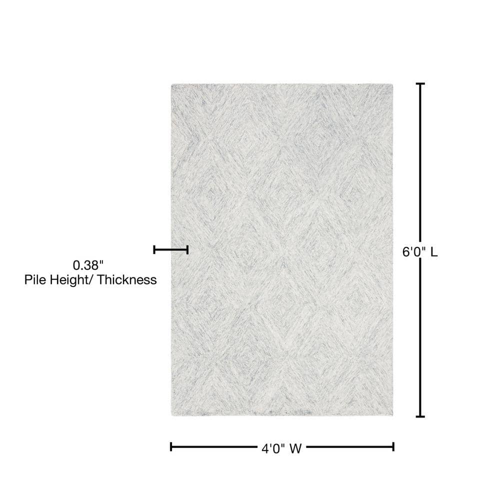 Handmade Gray Geometric Tufted Wool Area Rug, 4' x 6'