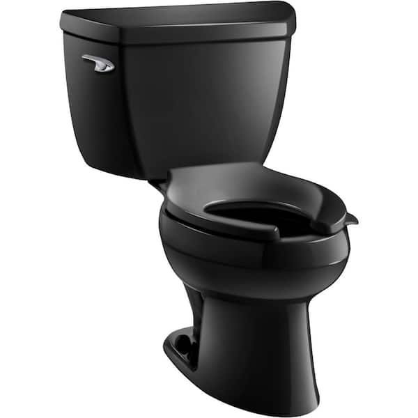 KOHLER Wellworth 2-piece 1.0 GPF Single Flush Elongated Toilet in Black Black