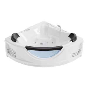 59 in. x 59 in. Acrylic Corner Whirlpool Bathtub with Left Drain, 6-Hydromassage Jets, and Pneumatic Controls