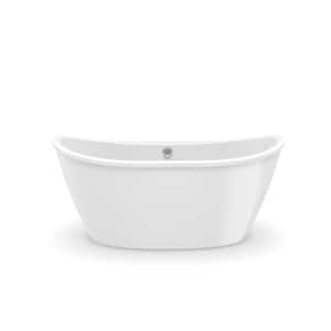 Delsia 60 in. Fiberglass Center Drain Non-Whirlpool Flatbottom Freestanding Bathtub in White