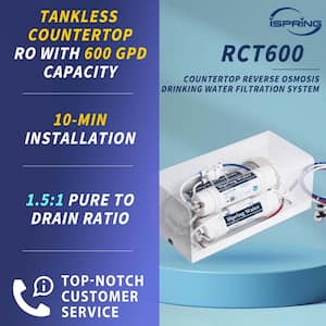 Tankless High Output Versatile Portable Countertop Reverse Osmosis Drinking Water Filtration System, 600 GPD