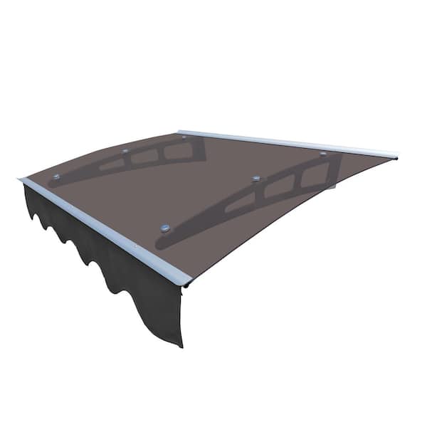 4 ft. x 3 ft. Brown Patio Cover Shade Outdoor Door Window Awning with Valance Patio Awning for Masonry Concrete Wall