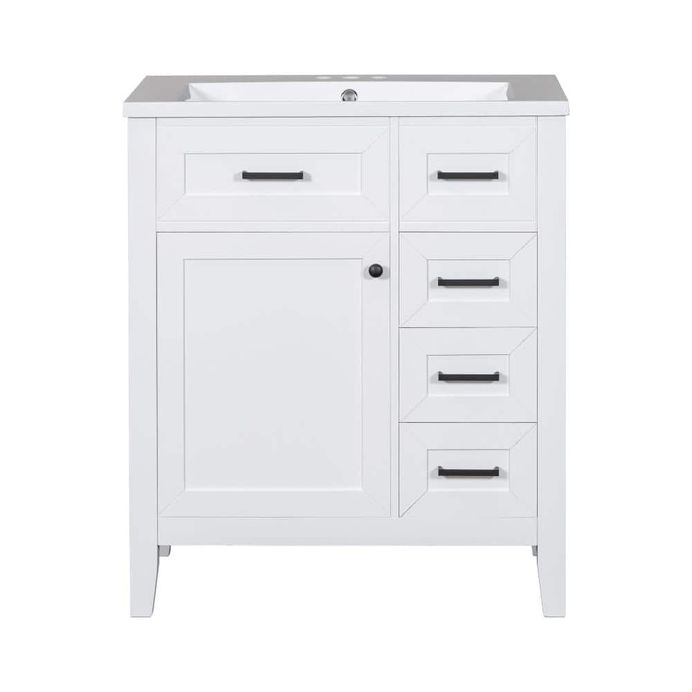 30 in. W Single Sink Freestanding Bath Vanity in White with White Ceramic Top Unassembled price history on PriceWatchPro