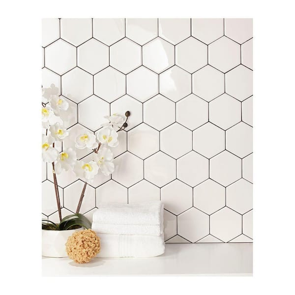 Glazed Ceramic Wall Tile, Home Depot White Hexagon Floor Tile
