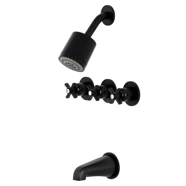 Kingston Brass Millennium 3-Handle 2-Spray Tub and Shower Faucet in Matte Black (Valve Included)