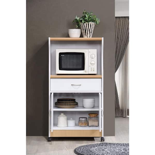 White Microwave Cart with Storage