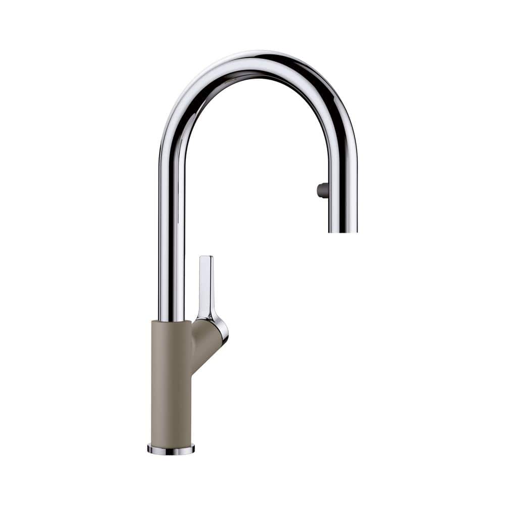 Urbena Single-Handle Pull Down Sprayer Kitchen Faucet in Truffle/Chrome