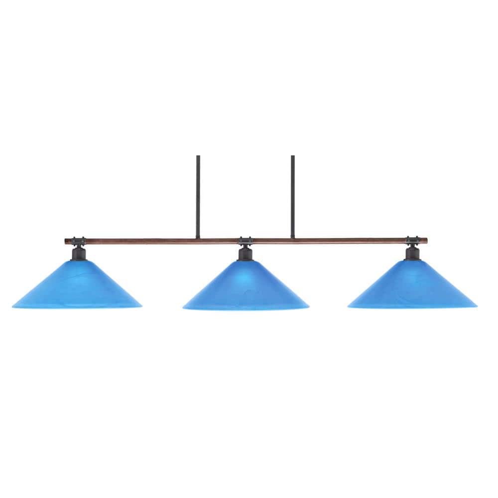 London 3-Light Painted Wood-Look Metal & Dark Granite Light Chandelier with