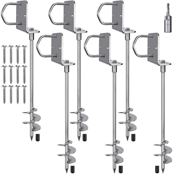 Unbranded 3 in. Wider Spiral Ground Anchors, Fully Welded Trampoline Anchors Stakes Heavy Duty for Shed, Carports