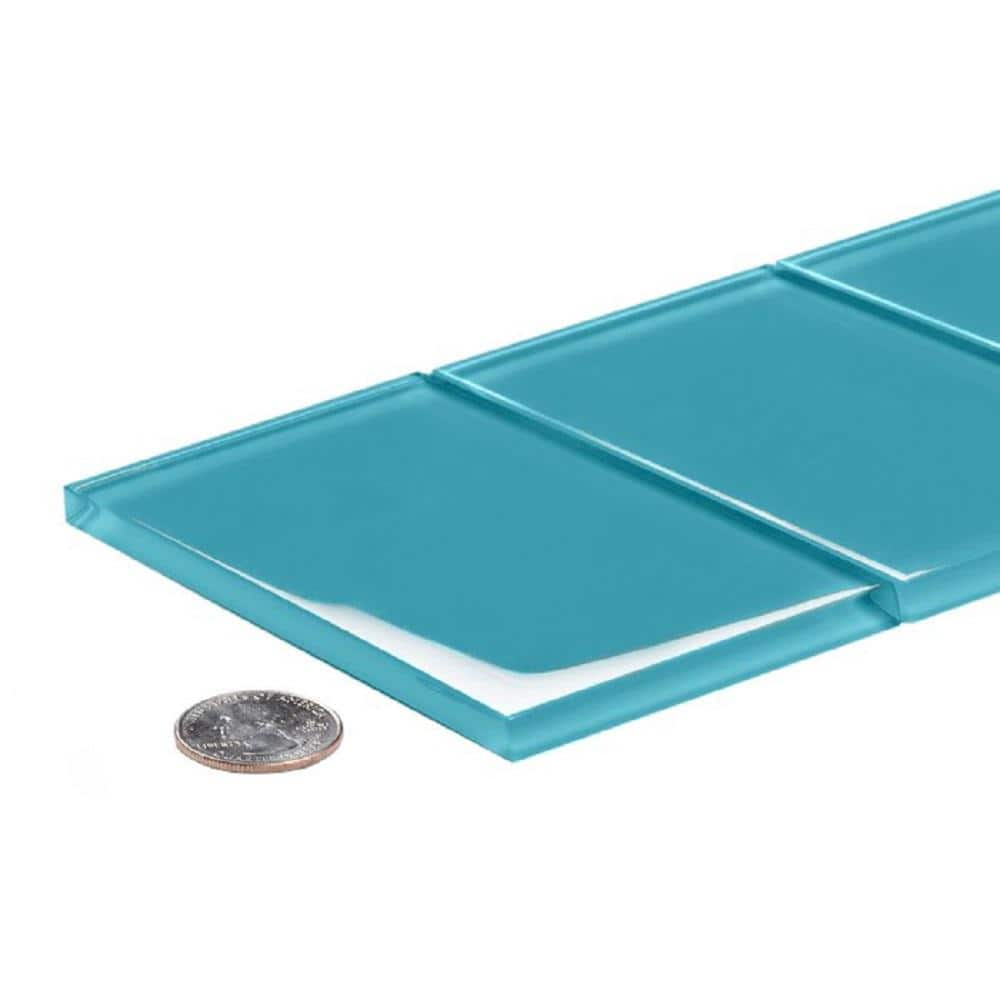 Turkish Blue 3x6 Glossy Glass Subway Wall Tile
