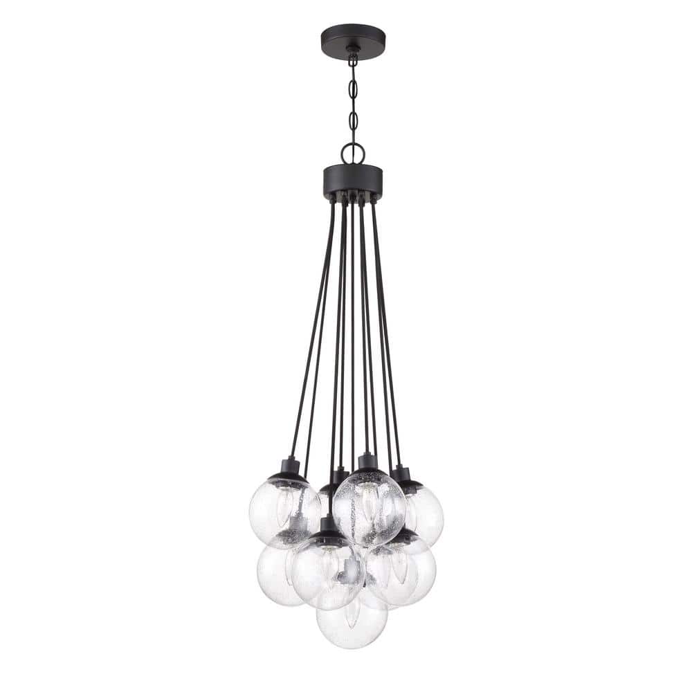 16" Black Glass Globe Modern Pendant Light