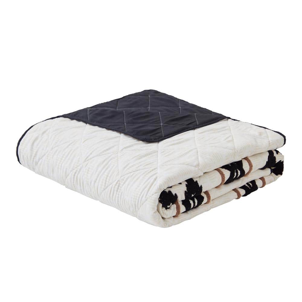 Full Black and Tan Reversible Microfiber Quilt Set