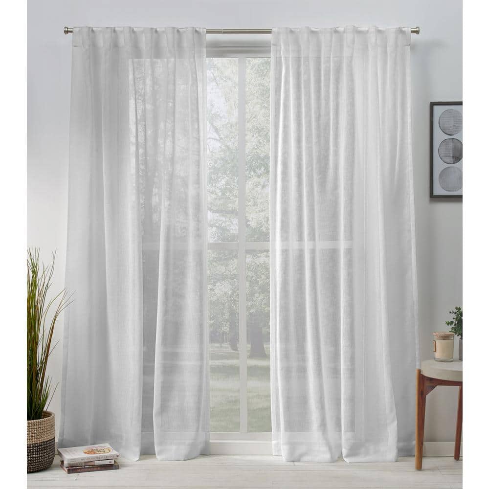 Silver Sheer Linen Look Room-Darkening Curtain Panels