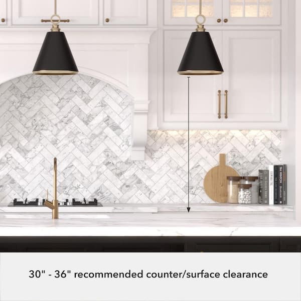 Hunter - Klein 1-Light Alturas Gold Island Pendant Light with Matte Black Metal Shade