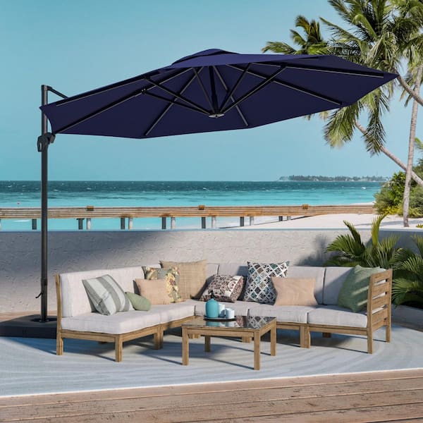 aldi patio umbrella Belavi 9 Foot Aluminium Umbrella, Rust Stripes Same-Day Delivery or Pickup