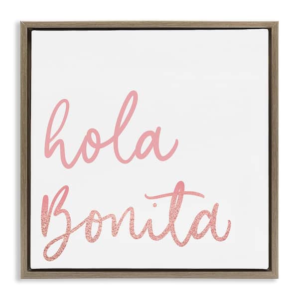 Stupell Industries Hello Beautiful Pink by SD Graphics Studio Brown Floater Frame Typography Graphic Art Print 25 in. x 25 in.