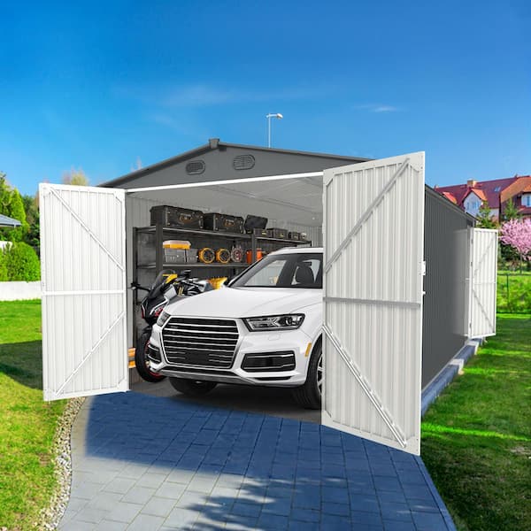 200 sq. ft. Dark Gray Outdoor Storage Shed 20 ft. W x 10 ft. D Metal Garden Shed with 2 Doors and 4 Vents