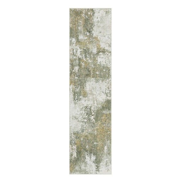 South Star Beige/Gray 2 ft. x 8 ft. Washable Modern Abstract Runner Rug