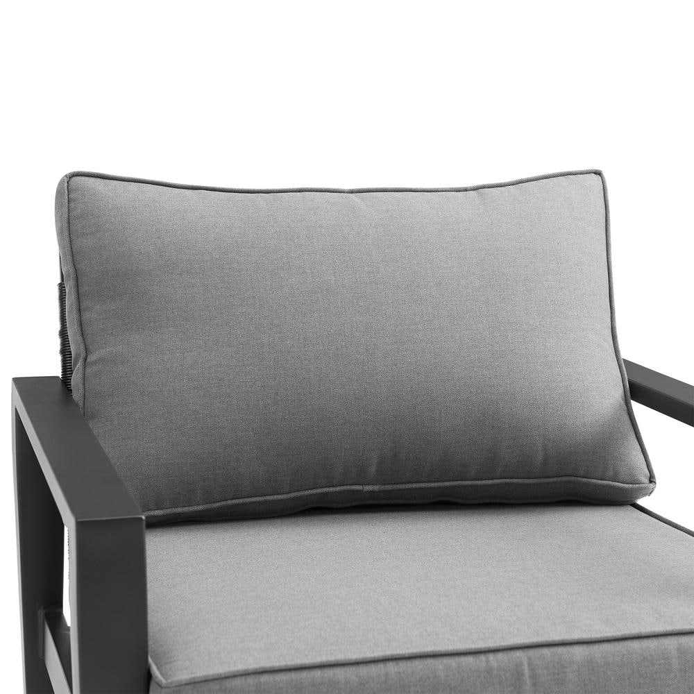 Cayman Black Aluminum Outdoor Lounge Chair with Dark Gray Cushions