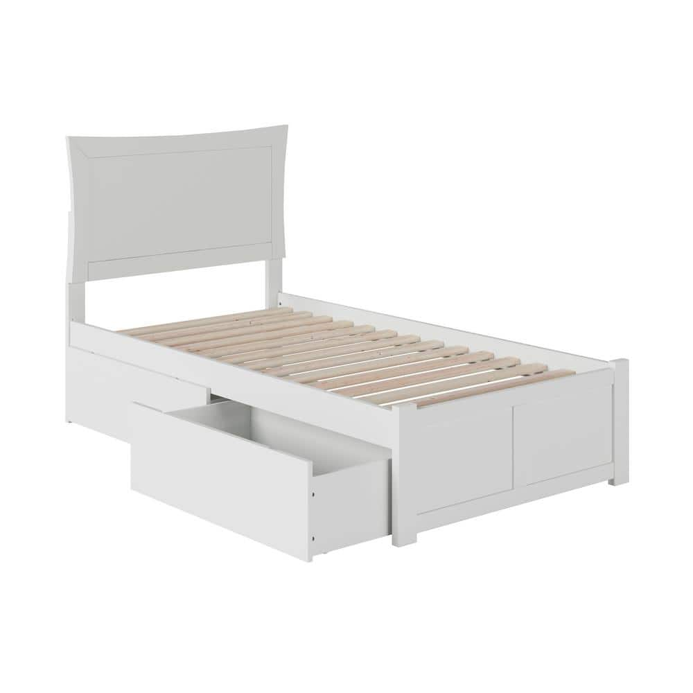 AFI Metro White Twin XL Solid Wood Storage Platform Bed with Flat Panel ...