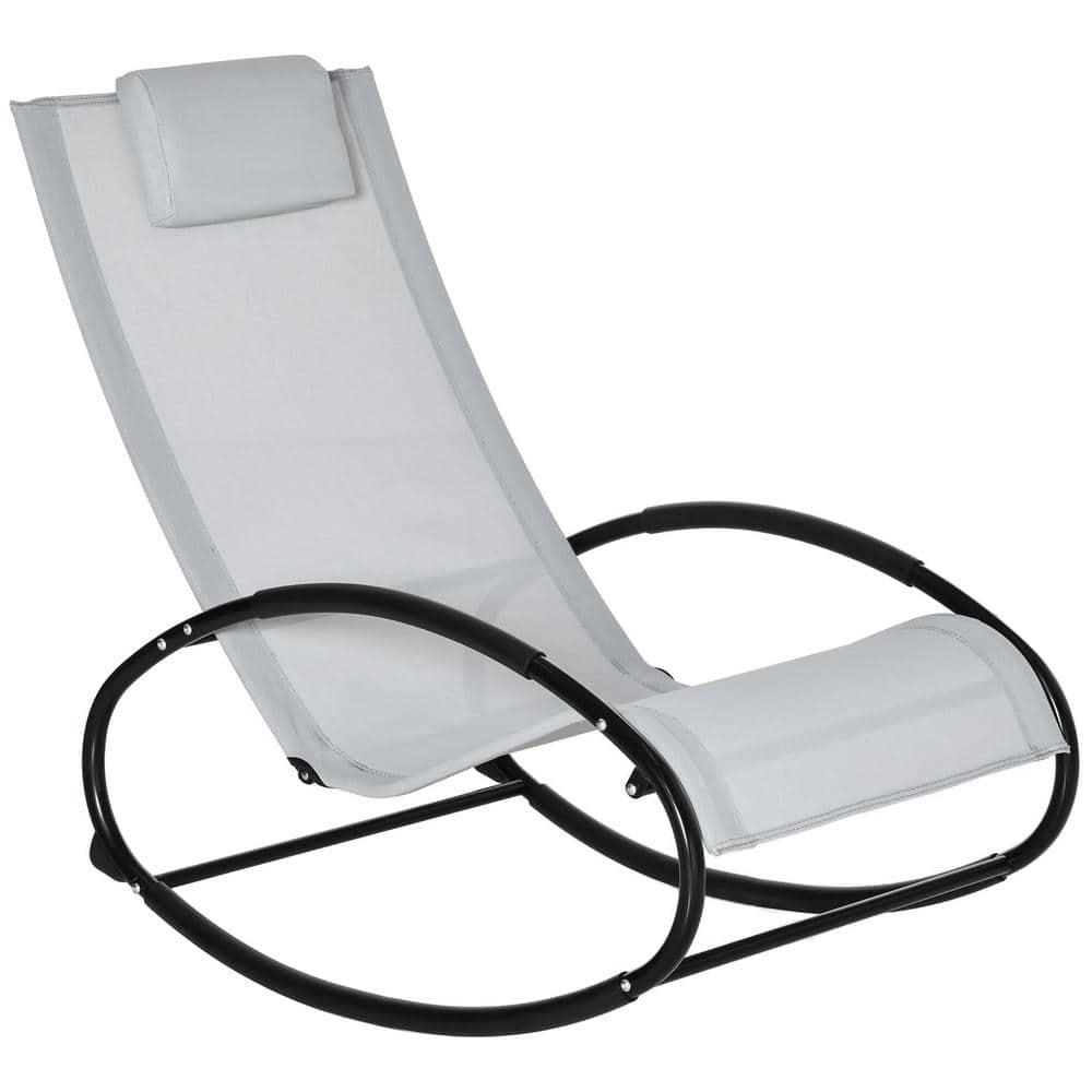 Outsunny Zero Gravity Metal Patio Outdoor Rocking Chair, Lounger with  Pillow for Backyard, Living Room, and Poolside, Grey 84A-090GY - The Home  Depot