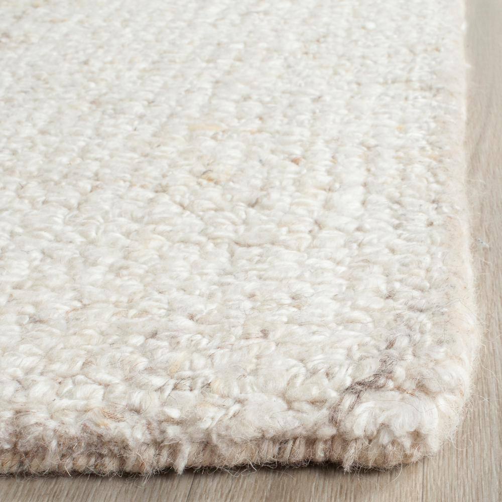 Ivory and Beige Abstract Hand-Tufted Wool and Viscose 4' Square Area Rug