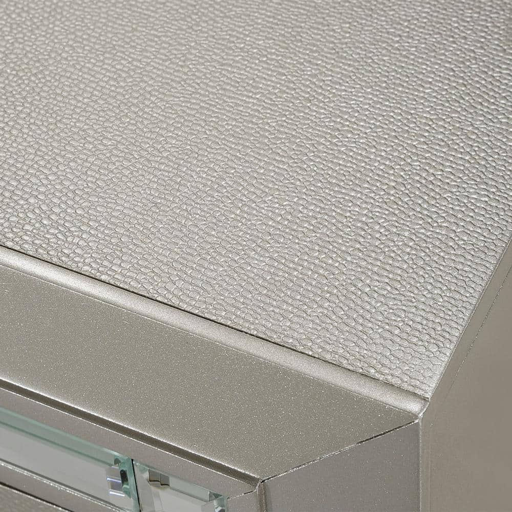 Champagne Beige Glam Dresser with Mirror and LED Light