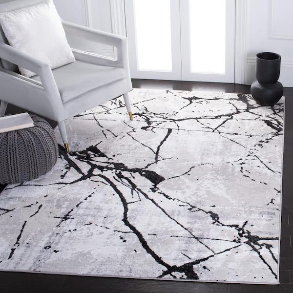 Amelia Gray/Black 4 ft. x 6 ft. Abstract Distressed Area Rug