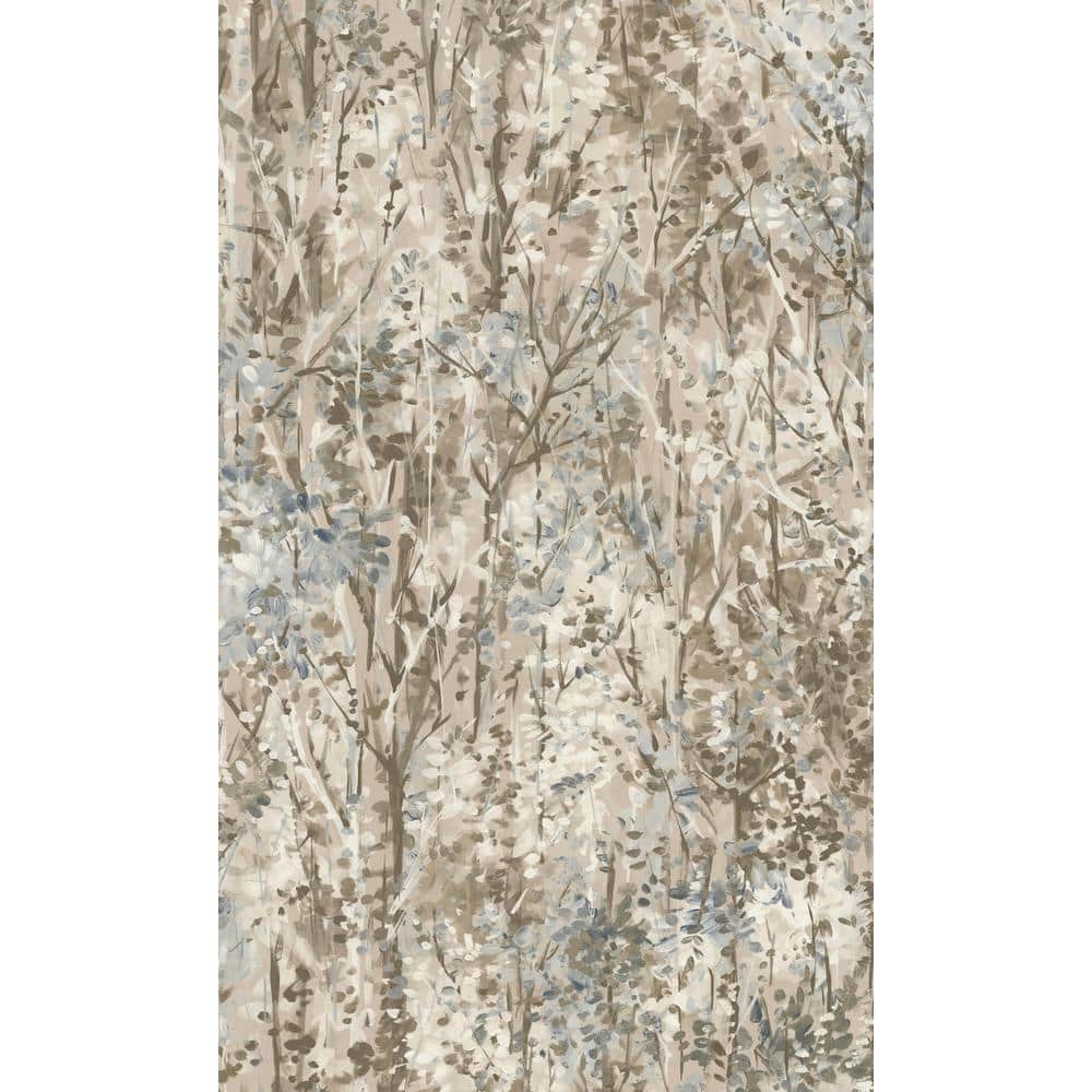 Blue and Beige Forest Tropical Print Non-Pasted Wallpaper