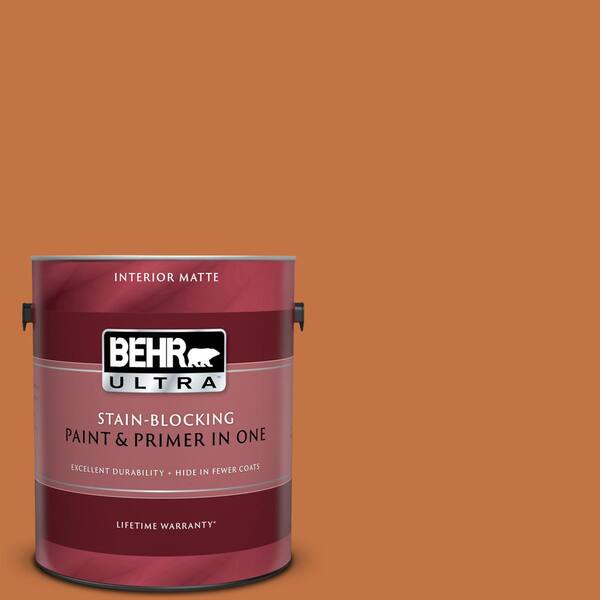 BEHR ULTRA 1 gal. #UL120-8 Marmalade Glaze Matte Interior Paint and Primer in One