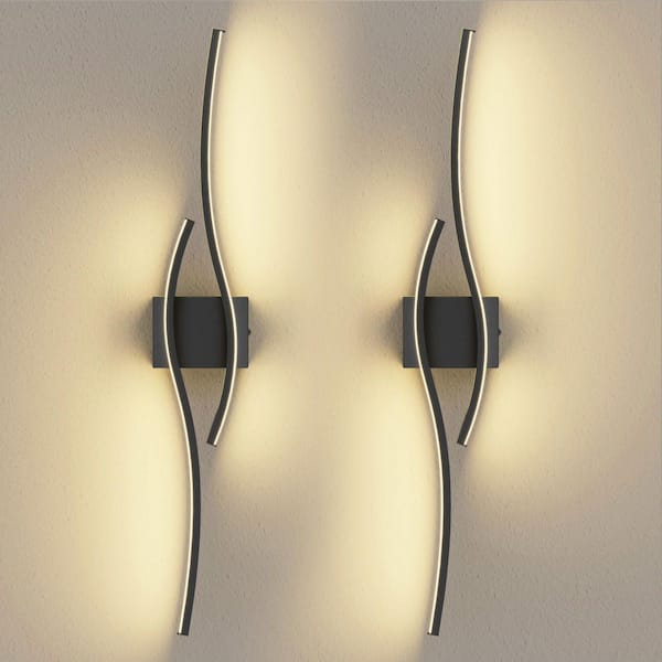 32 in. 2-Light Black Wireless Dimmable Wall Lamps, 32-Inch Warm 3000K Light for Cozy Bedroom Living Room, Set of 2