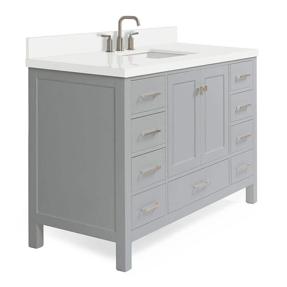 Cambridge 55" Grey and White Quartz Single Basin Vanity Set