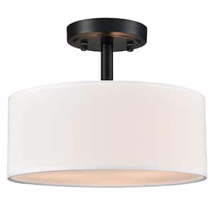 12.99 in. 3-Light Black Modern Semi-Flush Mount with No Glass Shade and No Bulbs Included 1-Pack