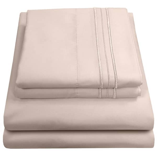 Sweet Home Collection 1800 Series Bed Sheets - Extra Soft Microfiber Deep  Pocket Sheet Set - Beige, Queen