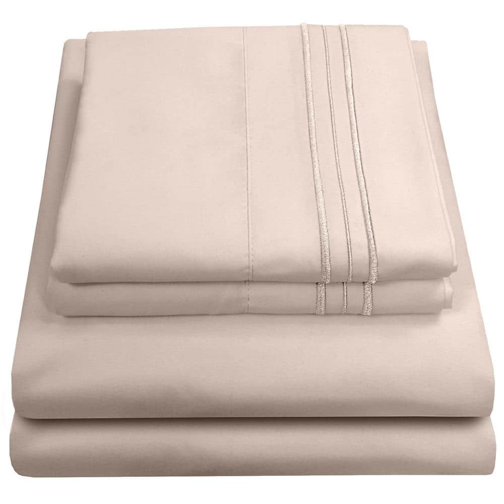Beige Queen Ultra Soft Microfiber 4-Piece Sheet Set