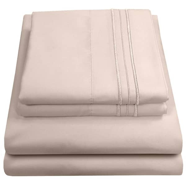 Sweet Home Collection | Fitted Sheet Brushed Microfiber Bottom Sheets with  Built in Sheet Straps, Full, Beige