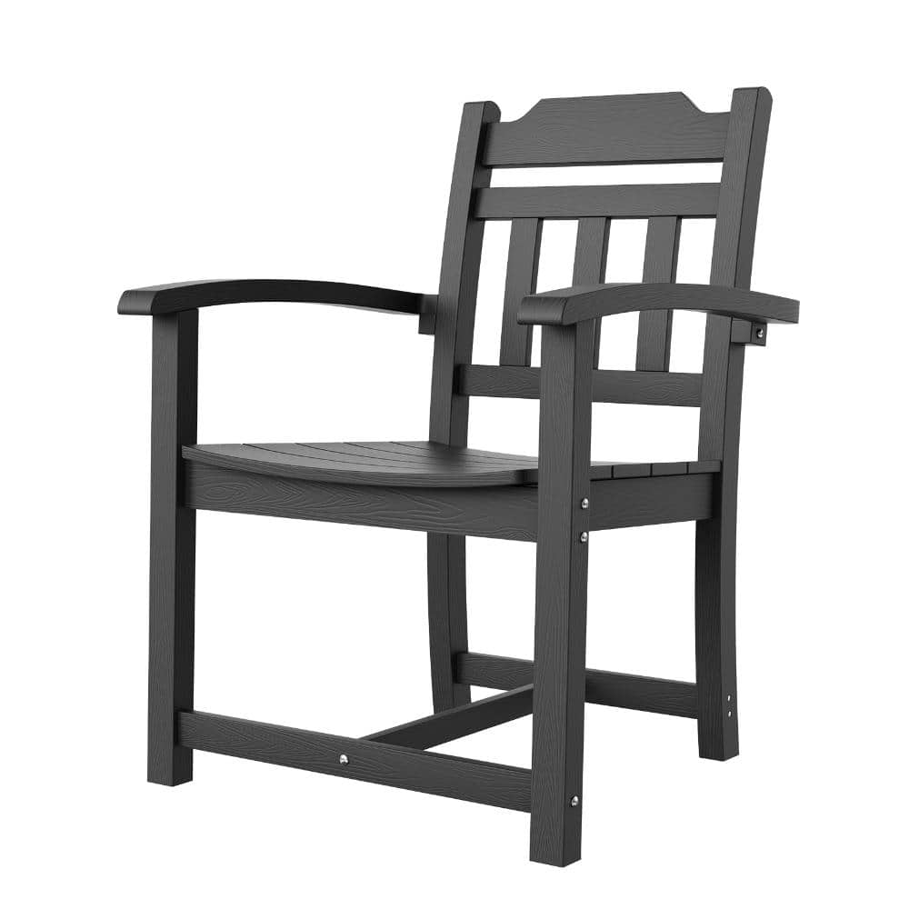 7 Piece Patio Dining Set HIPS Outdoor Furniture Rectangle Table and 6 Chairs Set for Lawn Deck Backyard Poolside, Black price history on PriceWatchPro