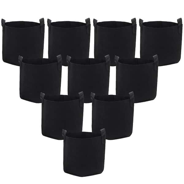 Sunnydaze 3 Gal. Plastic Garden Grow Bags with Handles - Non-Woven Polypropylene Fabric (10-Pack)