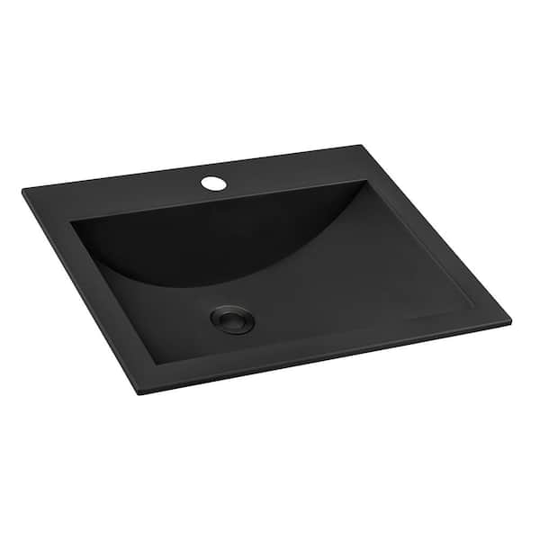 Ariaso 21 in. Drop-in Topmount 16-Gauge Brushed Stainless Steel Bathroom Sink in Gunmetal Black