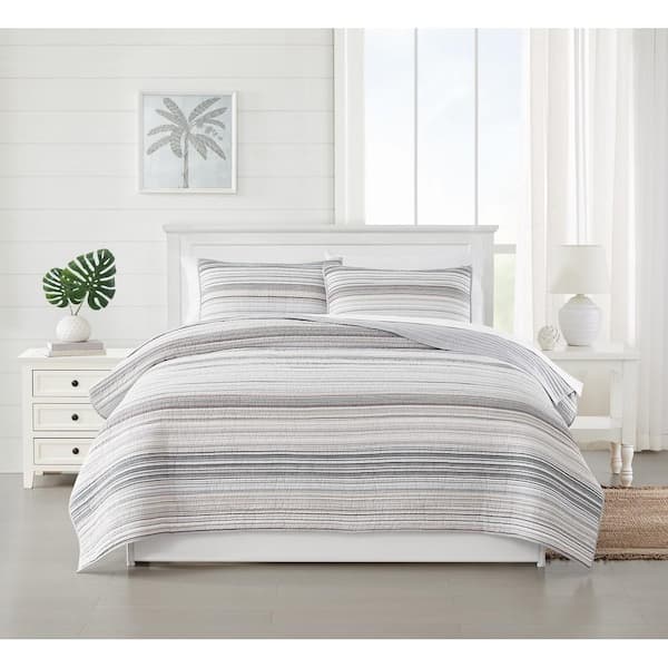 Navarre Yarn Dye Cotton Stripe 3 Piece Full/Queen Quilt Set