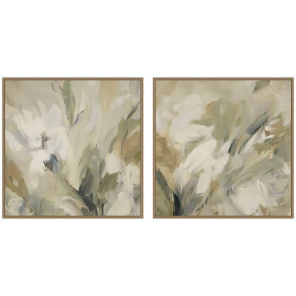 2-Piece Sylvie "Olive Bloom No 3 and No Two 2-Piece" by Amy Lighthall Abstract Framed Art Print Set 30 in. x 30 in.