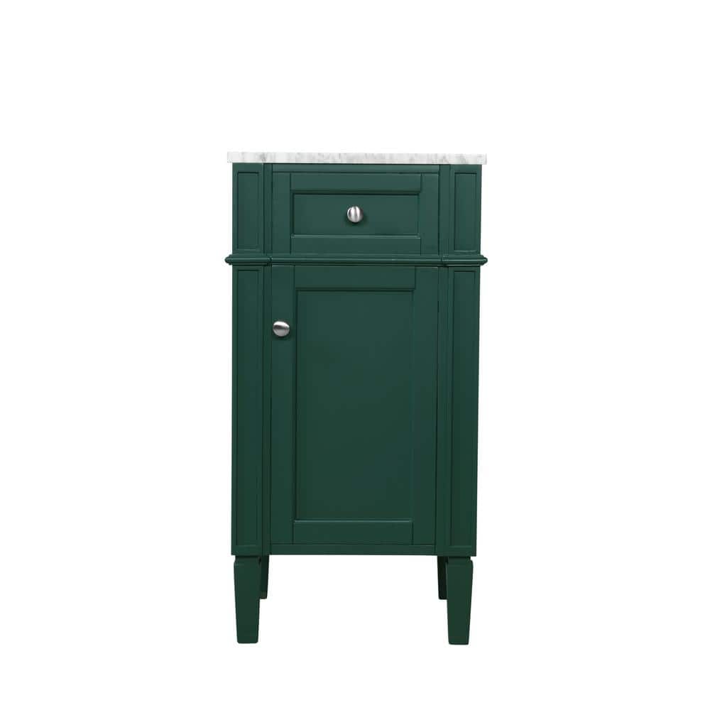 Timeless Home 18 in. W Single Bath Vanity in Green with Marble Vanity Top i