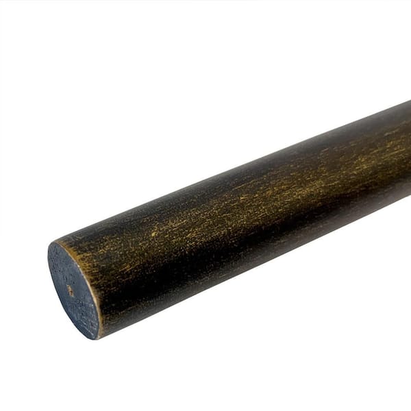 Mix and Match 96 in. x 1-3/8 in. Dia Smooth Antique Bronze Single Non-Telescoping Wood Curtain Rod