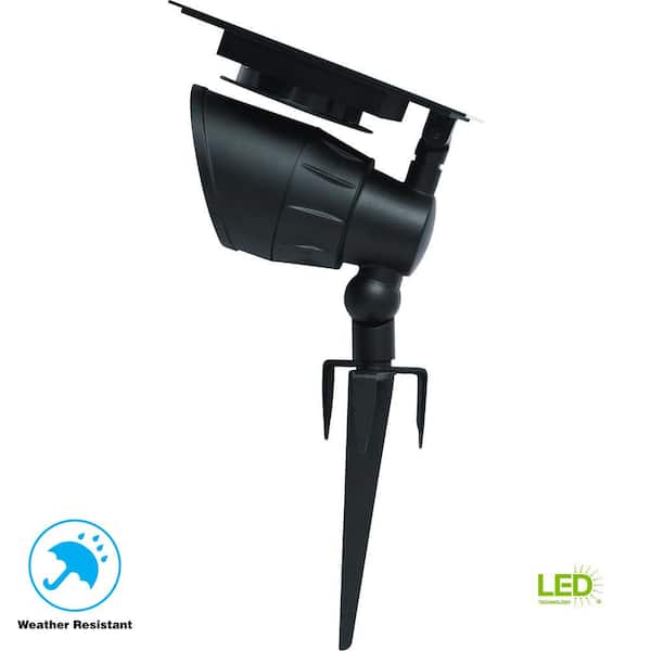 Hampton Bay Solar Black Outdoor Integrated LED Warm White 100-Lumen Landscape Spotlight with Remote Solar Panel 3000K